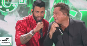 Leonardo e Gusttavo Lima durante a live 