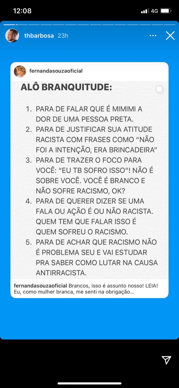 Thiaguinho se une com Fernanda Souza para combater o racismo (Reprodução) 