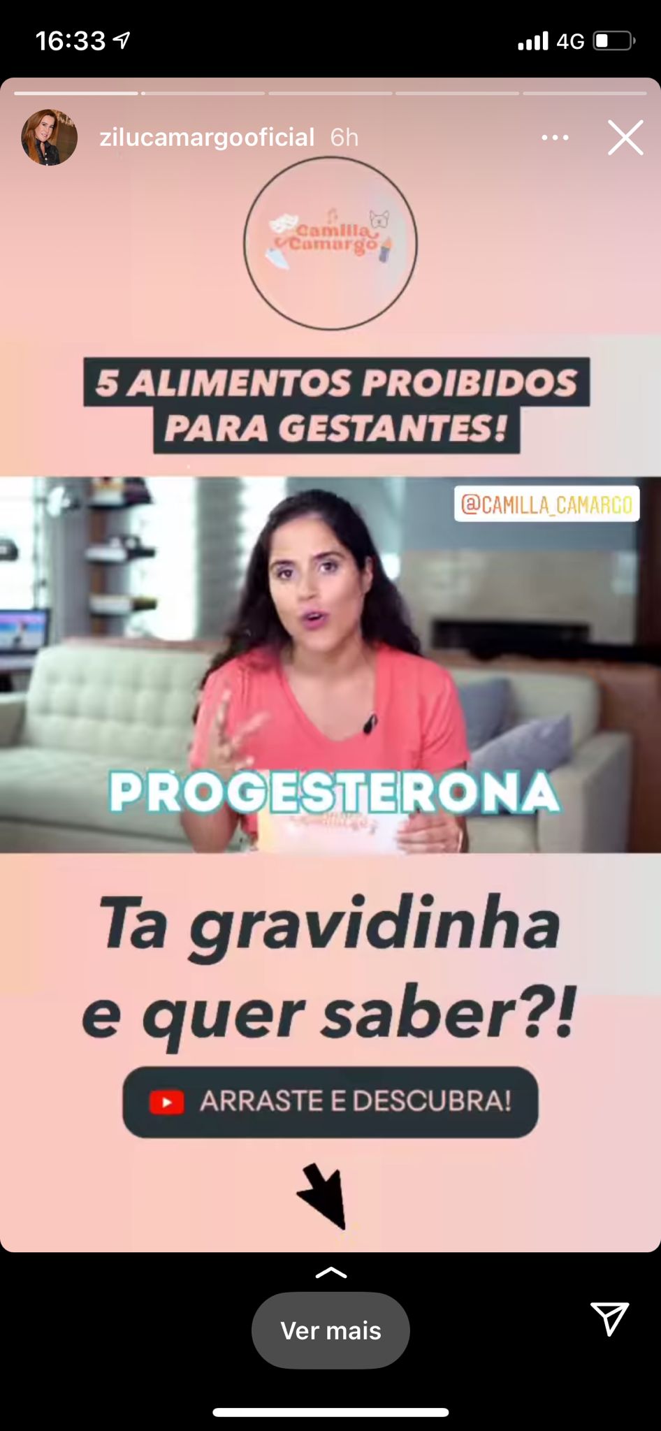 Camilla Camargo em vídeo compartilhado por Zilu (Foto: Reprodução)