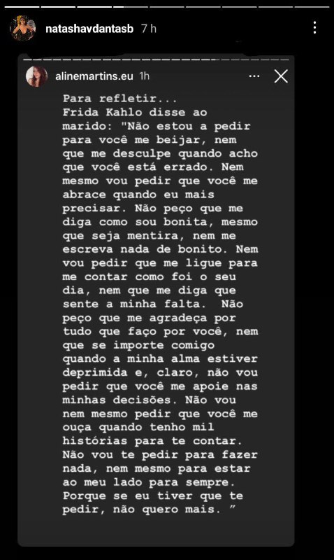 Natasha Dantas fez um desabafo sobre casamento (Foto: Reprodução/ Instagram)