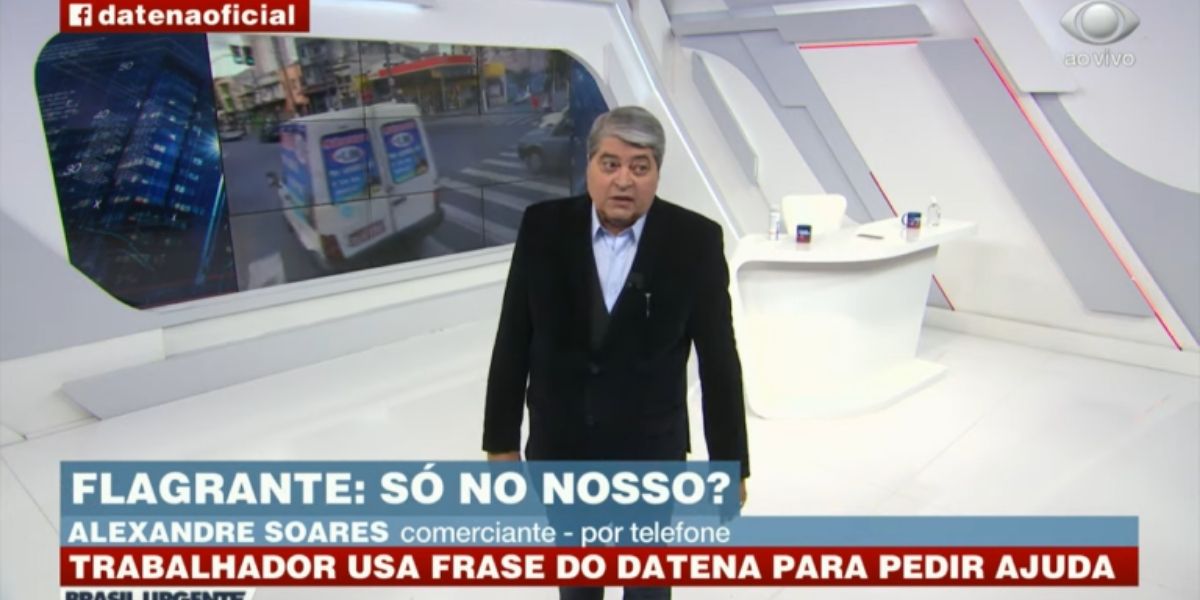 Datena durante ligação no Brasil Urgente (Reprodução: Band)