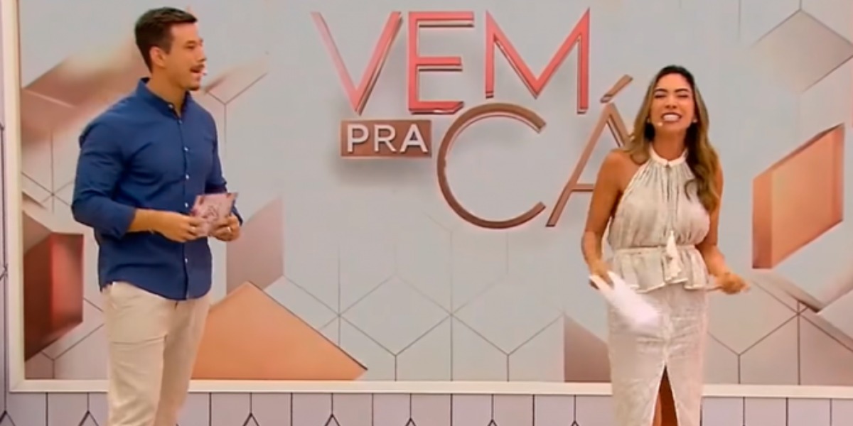 Gabriel Cartolano e Patrícia Abravanel no comando do Vem pra Cá (Foto: Reprodução)