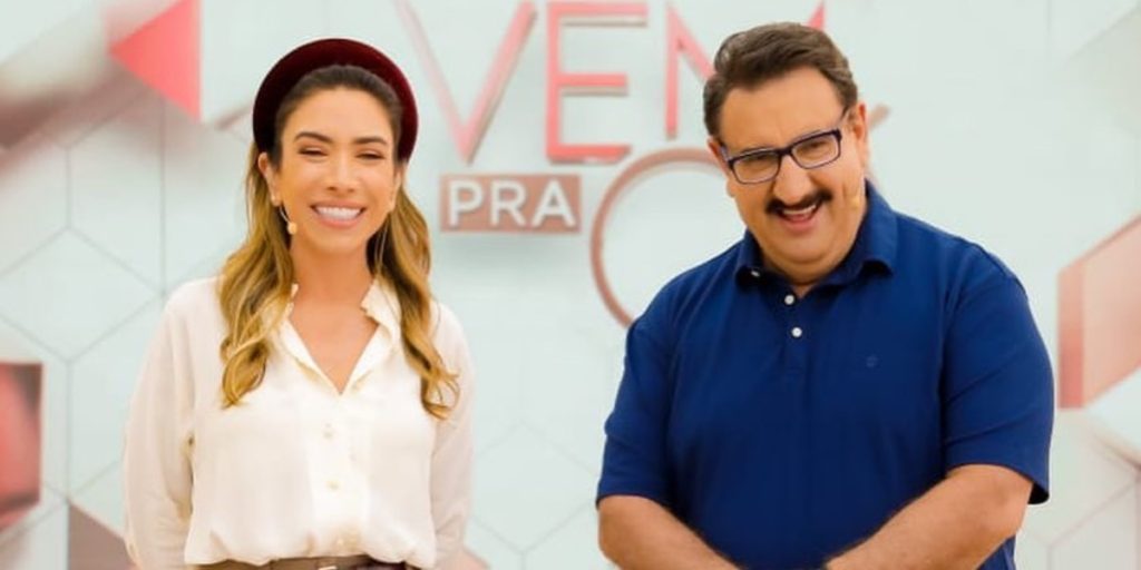 Patrícia Abravanel e Ratinho no "Vem Pra Cá" (Foto: Divulgação/SBT)