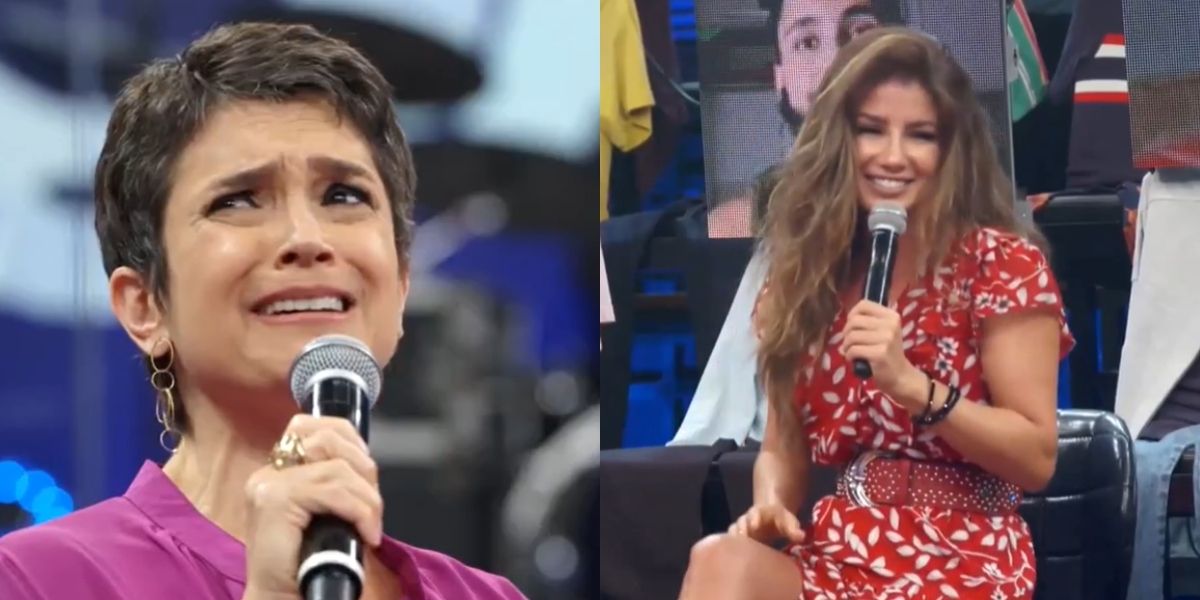 Sandra Annenberg e Paula Fernandes no Altas Horas (Montagem: TV Foco)