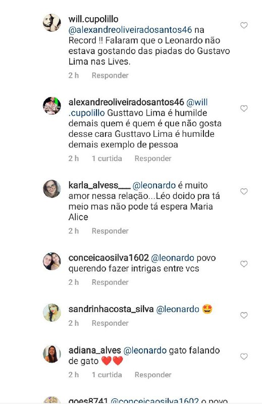 Os comentários na publicação de Gusttavo Lima surpreenderam (Foto: Reprodução)