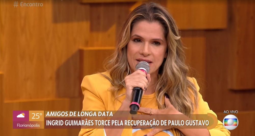 Ingrid Guimarães se emocionou ao falar de Paulo Gustavo no "Encontro" (Foto: Reprodução/TV Globo)