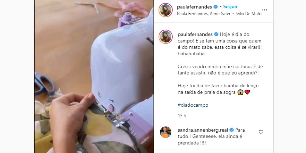 Sandra Annenberg rasgou elogios à Paula Fernandes (Reprodução: Instagram)