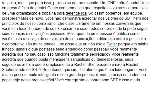 E-mail de José Roberto Maciel para Rachel Sheherazade (Foto: Montagem/TV Foco)