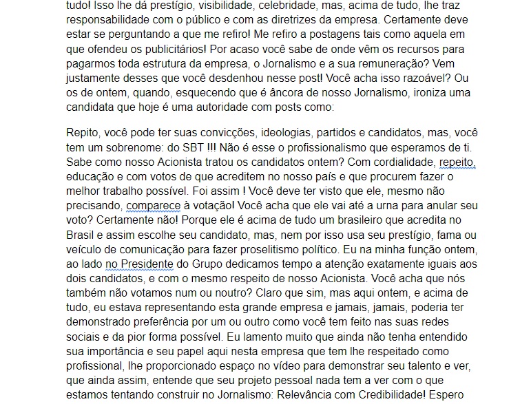 E-mail de José Roberto Maciel para Rachel Sheherazade (Foto: Montagem/TV Foco)