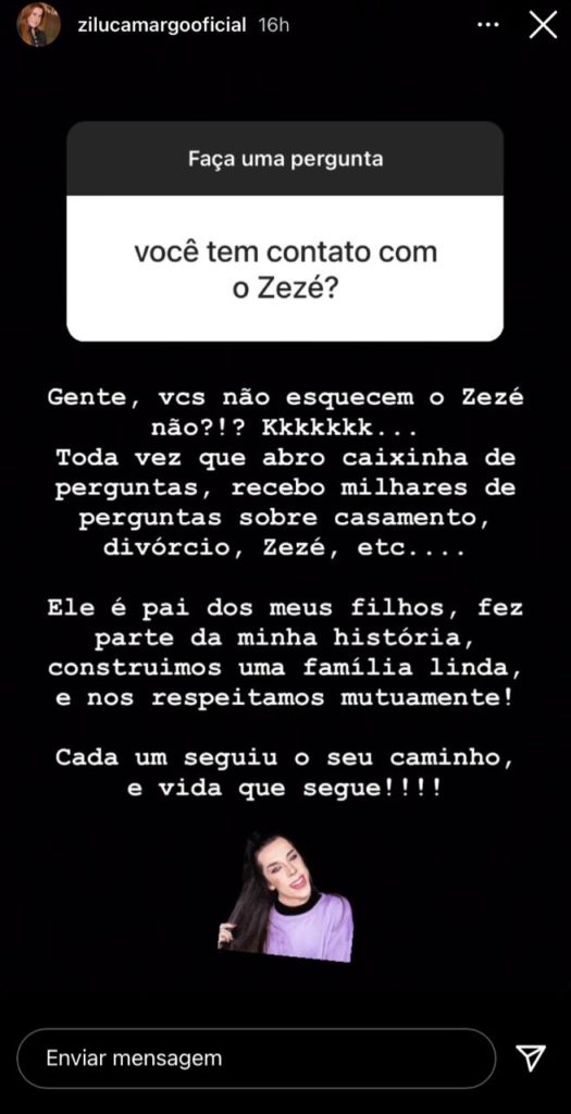 Zilu abre o jogo sobre sua relação com Zezé Di Camargo (Foto: Reprodução/Instagram)