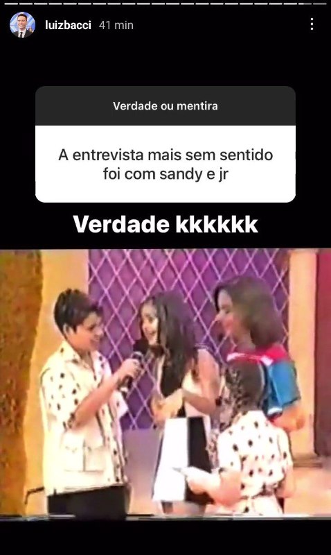 Jornalista quando criança entrevistando Sandye Junior  (Foto: Reprodução)