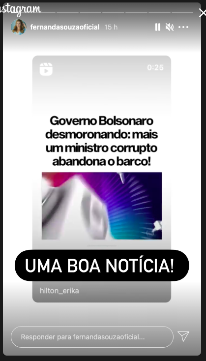 Fernanda Souza expõe opinião política - Reprodução