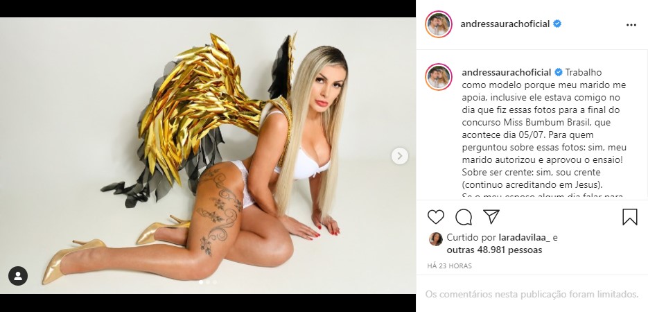 Post de Andressa Urach no Instagram (Foto: Reprodução)