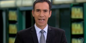 César Tralli na redação de jornalismo da Globo (Foto: Reprodução)