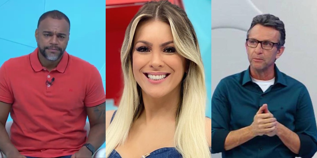 Denílson, Renata Fan e Neto guerreiam nos bastidores (Foto: Reprodução/Band)