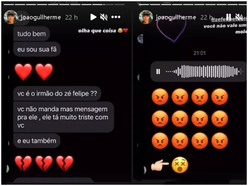 João Guilherme expõe briga nas redes sociais (Reprodução)