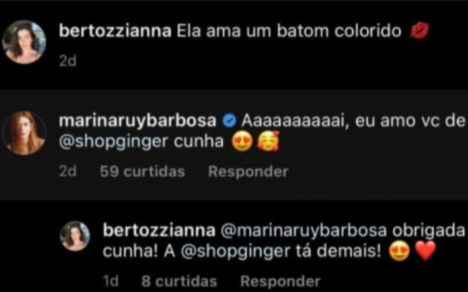 Marina Ruy Barbosa em conversa com a sua cunhada (Imagem: Reprodução)