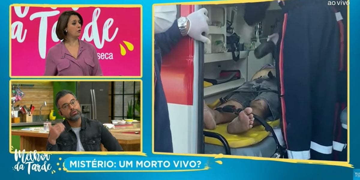 Catia Fonseca fica em pânico ao ver homem ser enterrado vivo na Band e imagem do corpo é exposta: "Meu Deus"