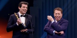 Celso Portiolli e Silvio Santos no SBT (Foto: Reprodução)