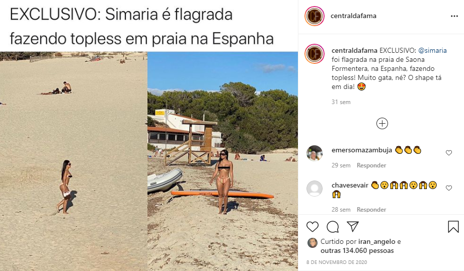 Simaria surpreendeu ao deixar os seios completamente à mostra (Foto: Reprodução)