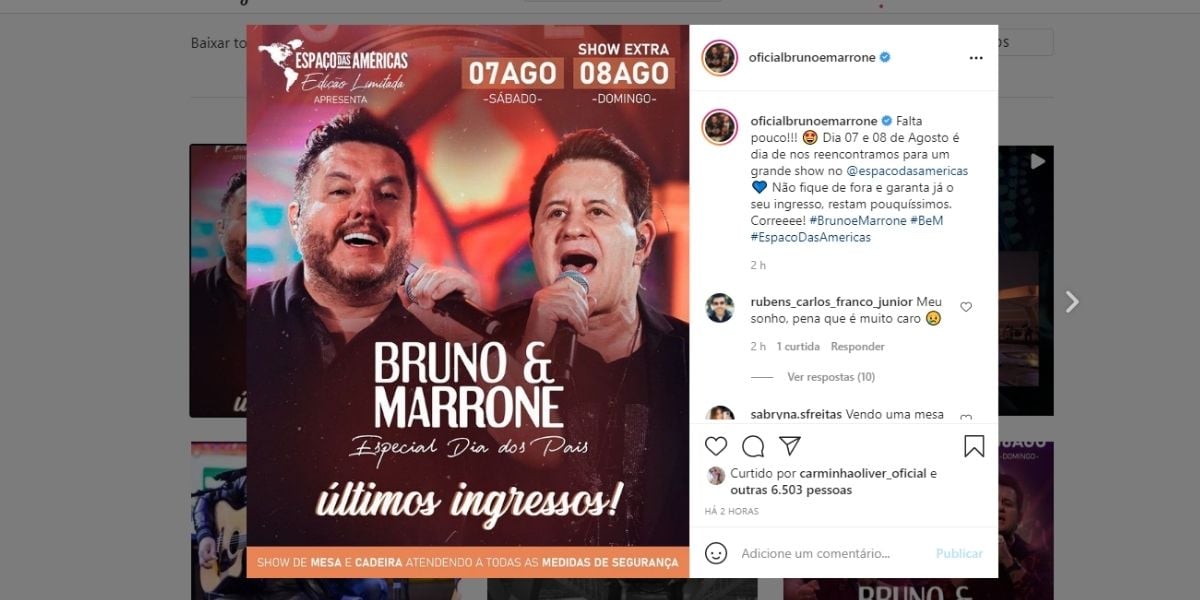 Bruno e Marrone que dupla segue junta (Reprodução)