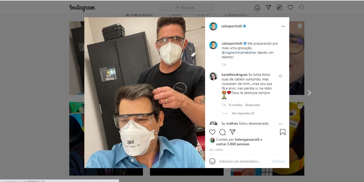 Celso Portiolli se preparando para gravações (Reprodução)