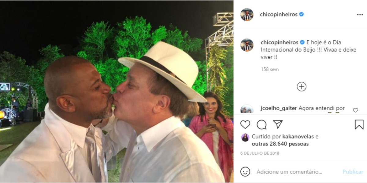 Âncora do Bom Dia Brasil beijando amigo (Foto: Reprodução)