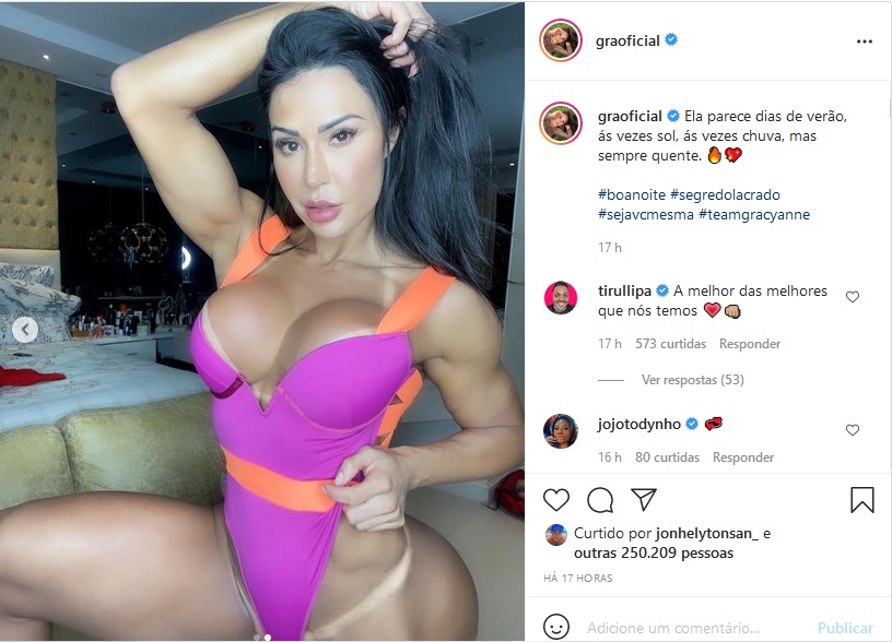 Gracyanne Barbosa deixou os seios e bunda em evidência (Imagem: Reprodução)