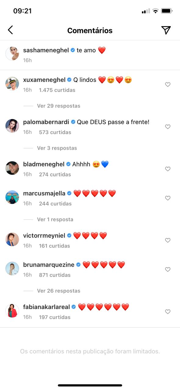 Xuxa manda recado para Sasha e Luciano Szafir nas redes sociais (Reprodução)