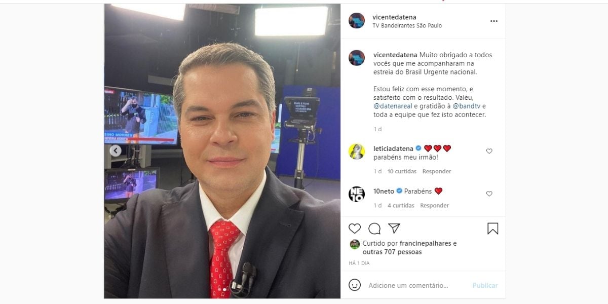 Vicente Datena estreia em Brasil Urgente da Band (Reprodução)