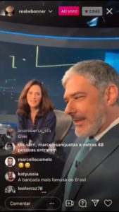 Luli Guimarães estava presente na Live do jornalista (Foto: Reprodução)