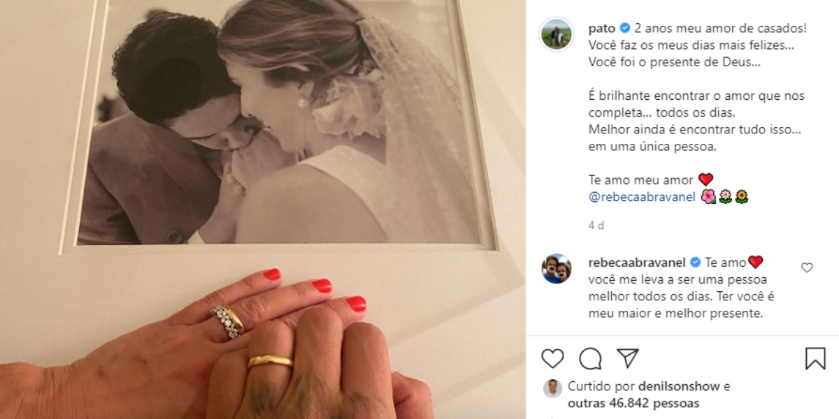 Alexandre Pato usou as redes sociais para comemorar casamento com Rebeca Abravanel (Foto: Reprodução)