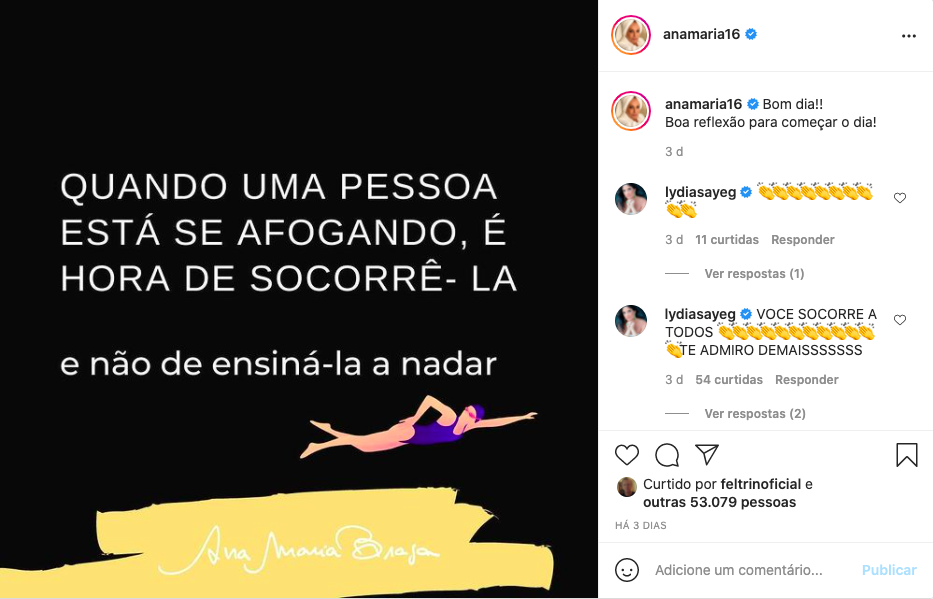 Ana Maria Braga faz comunicado nas redes sociais para fãs - Reprodução