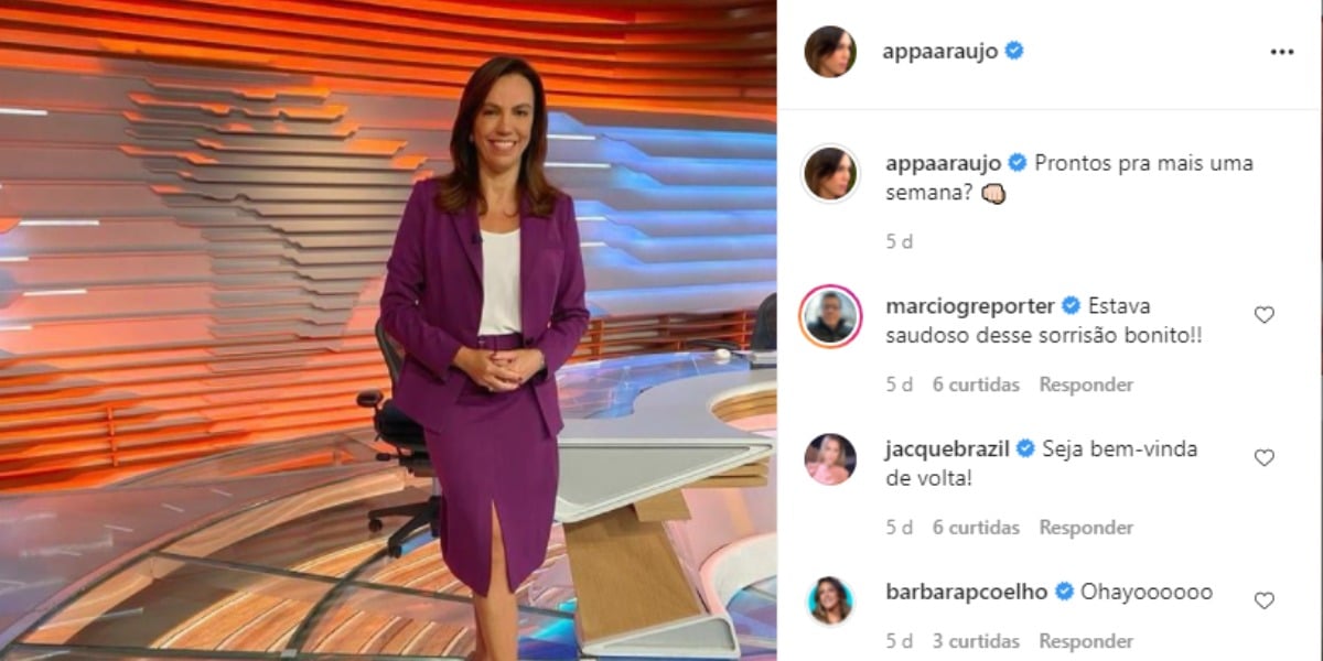 Ana Paula Araújo retoma a programação da TV Globo (Foto: Reprodução)