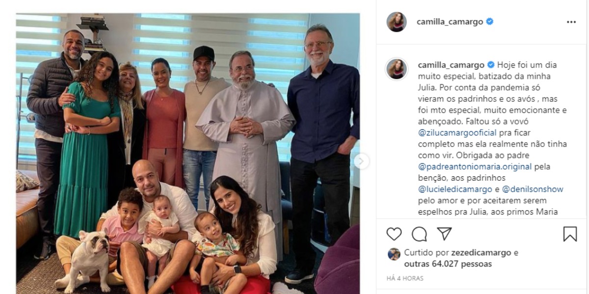 Camilla Camargo preparou comemoração com Zezé e família e esqueceu Luciano (Foto: Reprodução)