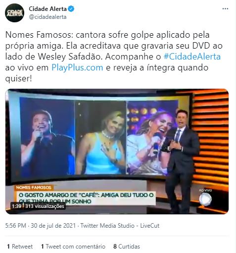 Luiz Bacci falou sobre golpe aplicado em cantora sob o nome de Wesley Safadão (Foto: Reprodução/Twitter)