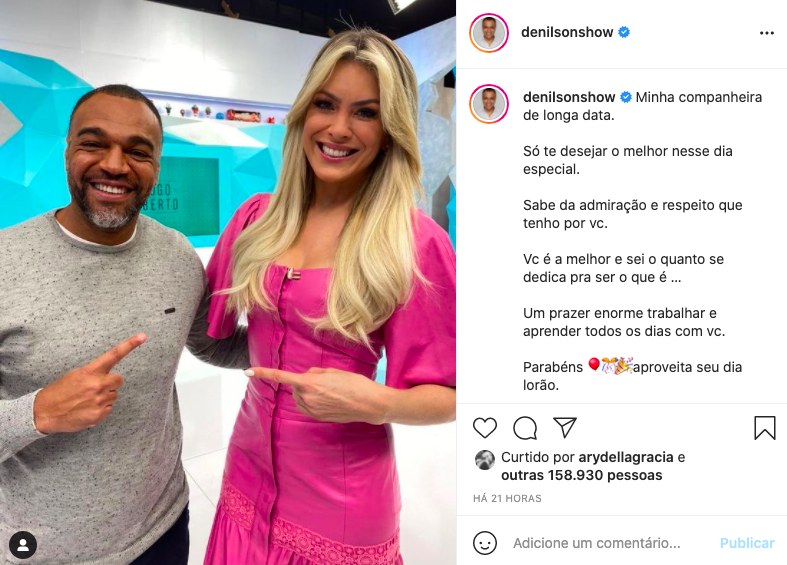 Denílson faz homenagem para Renata Fan - Reprodução