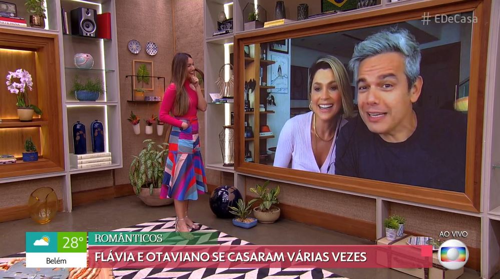 Flávia Alessandra e Otaviano Costa no "É de Casa" (Foto: Reprodução/TV Globo)