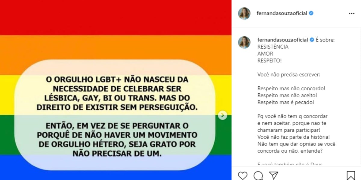 Atriz pede respeito para comunidade LGBTQIA+ (Foto: Reprodução)