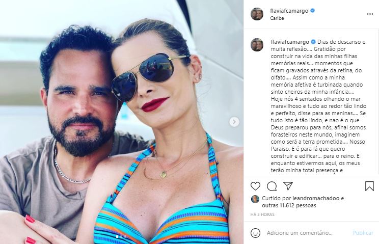 Flávia Fonseca fez post nas redes sociais com Luciano Camargo (Foto: Reprodução/Instagram)