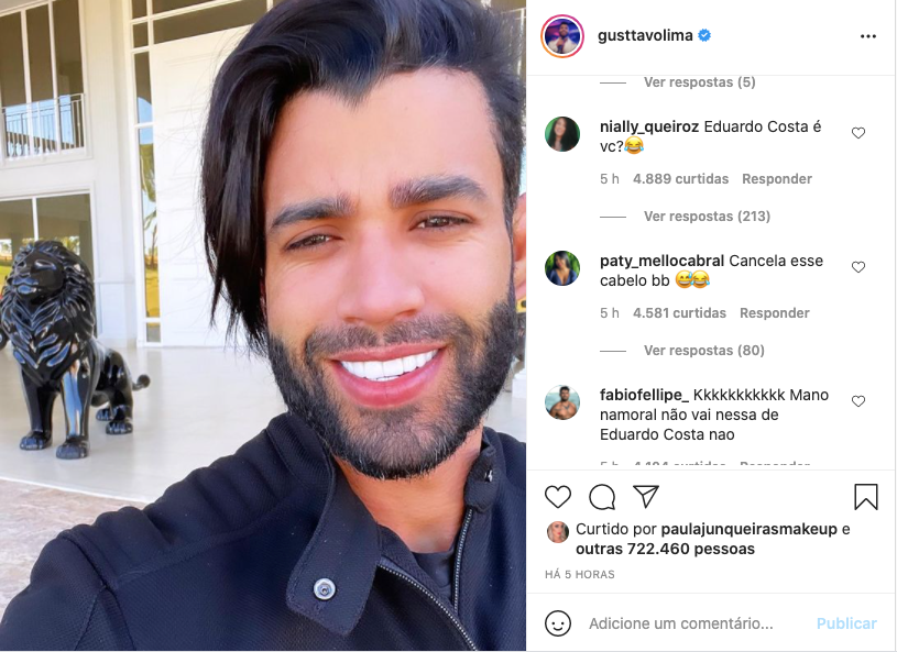 Novo visual de Gusttavo Lima deixa fãs surpresos e semelhança com Eduardo Costa é apontada - Reprodução