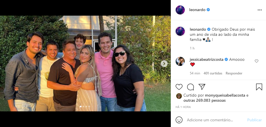 Leonardo reunião os seis filhos no dia de seu aniversário (Foto: Reprodução)