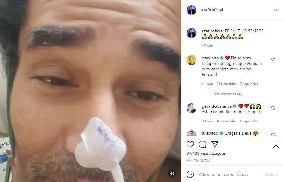 Luciano Szafir apareceu em vídeo falando sobre seu estado de saúde (Foto: Reprodução)