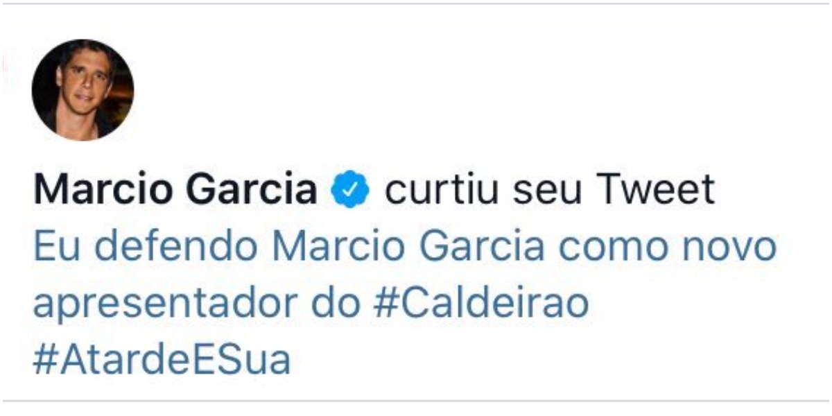 O apresentador Márcio Garcia surpreendeu 