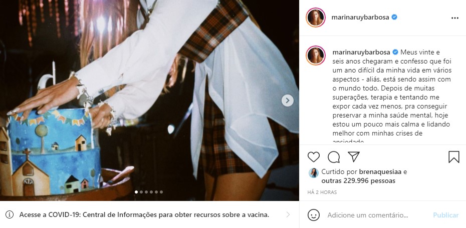 Marina Ruy Barbosa se pronuncia após grave acusação (Foto: Reprodução)