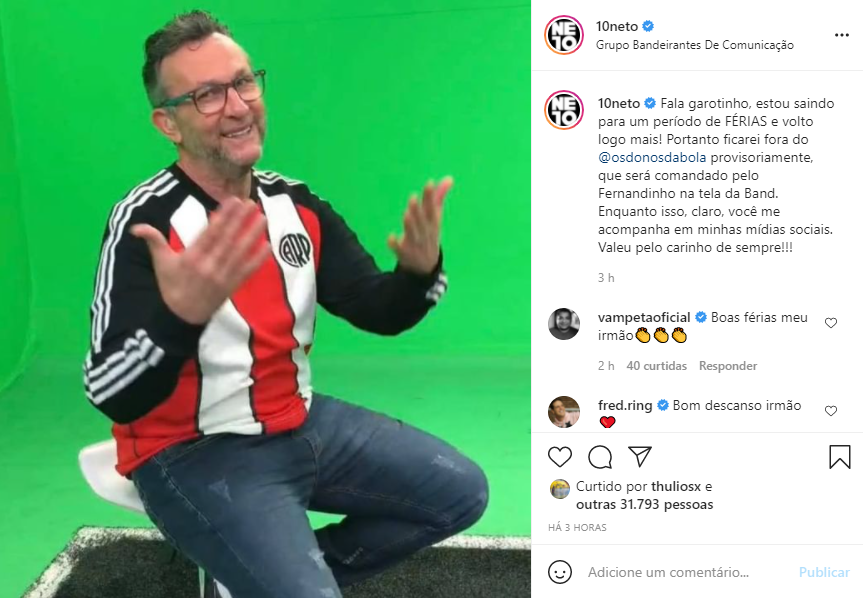 Neto anunciou seu afastamento do programa Os Donos da Bola (Foto: Reprodução)