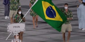 Brasileiros na abertura das Olimpíadas de Tóquio (Foto: Reprodução/TV Globo)