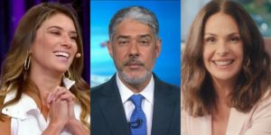 Rebeca Abravanel, William Bonner e Carolina Ferraz (Foto: Reprodução/SBT/Record/Instagram)