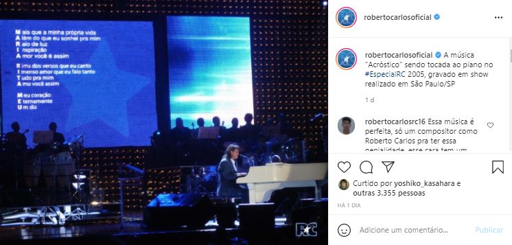 Roberto Carlos se declarou à falecida mulher, Maria Rita (Foto: Reprodução/Instagram)