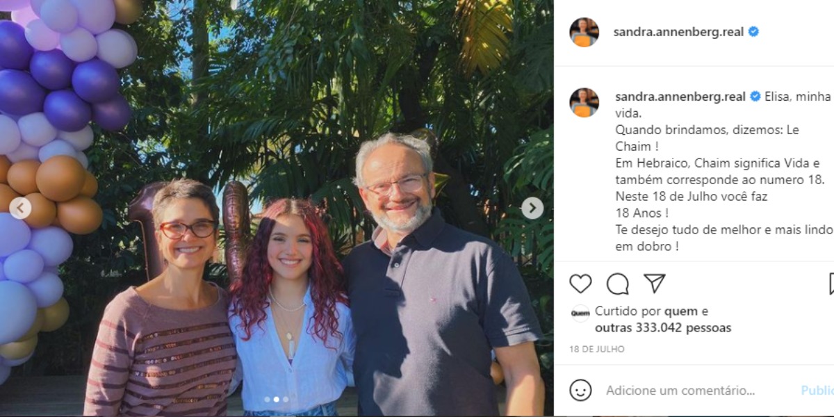 No Instagram, Sandra Annenberg se declara para a filha (Foto: Reprodução)